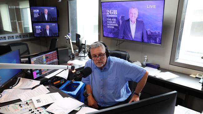 Ray Hadley pictured in his studio at 2GB in Pyrmont as he announced his retirement. Picture: Rohan Kelly.