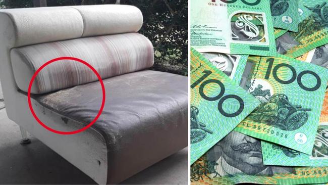 A man donated a couch to a southeast Queensland op shop, “forgetting” it had $30,000 stuffed inside Picture: Supplied.