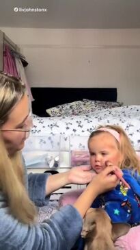 Mum puts a full face of make up on two-year-old daughter