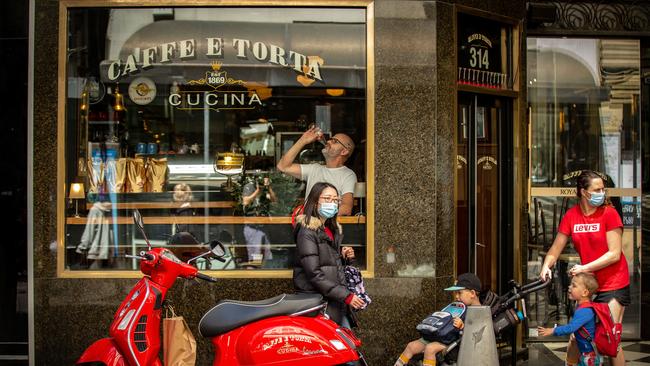 People took to the streets last month as Melbourne emerged from its lockdown, buoying the mood among business and consumers alike. Picture: Getty Images