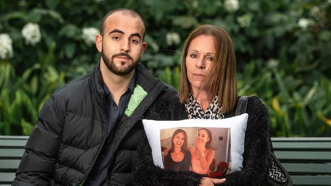 Murdered woman Celeste Manno’s brother Alessandro and mum Aggie Di Mauro. Picture: Jason Edwards