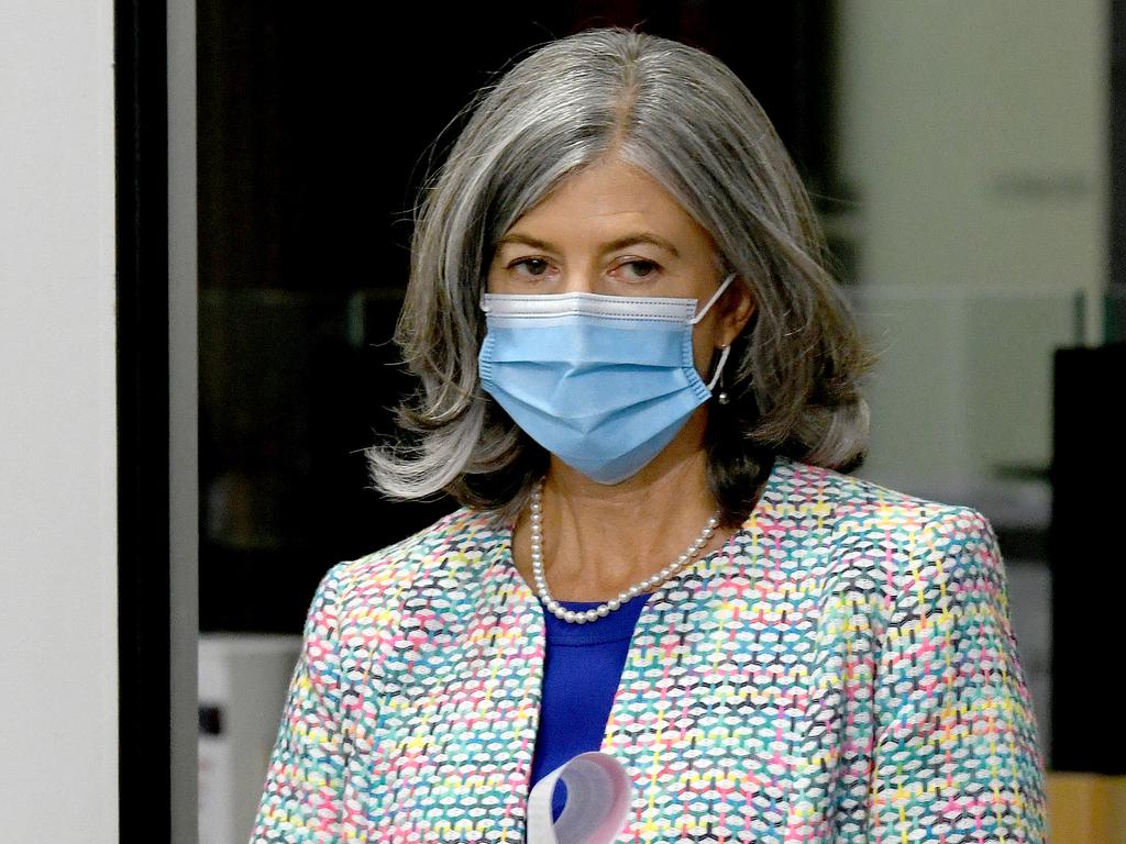 SA chief public health officer Nicola Spurrier revealed on Tuesday she was heckled by a person because she chose to wear a face mask outdoors, where it is not mandatory. Picture: NCA NewsWire / Naomi Jellicoe