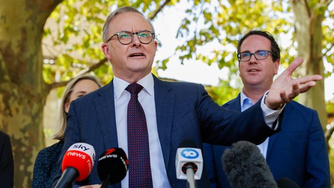 Anthony Albanese speaks during a press conference in Perth.