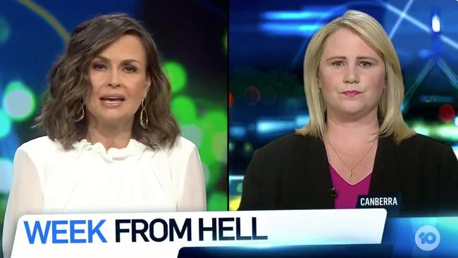 Network Ten journalist Tegan George speaking with The Project co-host Lisa Wilkinson in March 2021. Picture: Twitter.