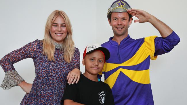 Carissa with Captain Starlight and patient Saviour Namulauulu, eight at The Children’s Hospital at Westmead.