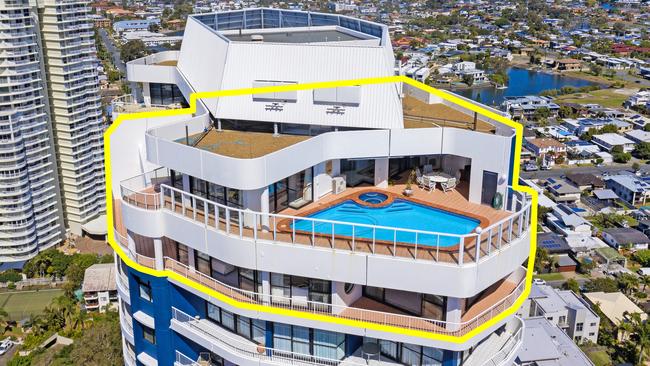 A Runaway Bay penthouse on the Gold Coast once owned by motorsports legend Sir Jack Brabham is going to auction on October 1, 2022. Picture: Supplied.