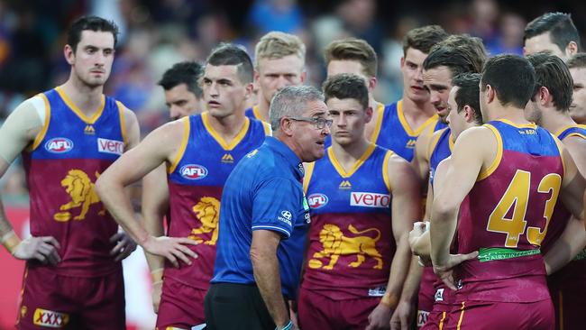 Brisbane Lions coach Chris Fagan (centre) says a return of the Tassie Mariners to the TAC Cup would help save the state’s football crisis. Picture: Chris Hyde/Getty Images