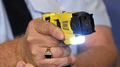 Police deployed a taser on man after he threatened an officer.