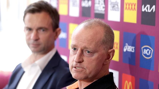 Brisbane Broncos new coach Michael Maguire with Broncos CEO Dave Donaghy, at Flucher Rd Red Hill - on Tuesday 1st of October - Photo Steve Pohlner