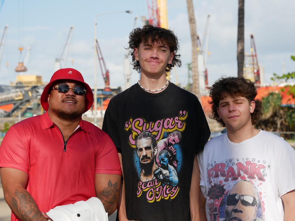 Andy Mapesone, Tom Jacobson and Oliver Greenhatch before the Battle on the Reef boxing at Townsville Entertainment and Convention Centre on October 8. Picture: Blair Jackson