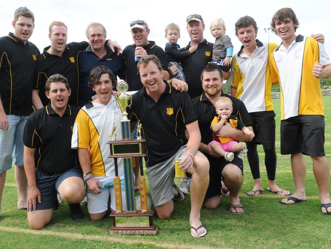 WINNERS: The winning Harlequins A Grade cricket side after defeating Wests on Sunday at Albert Park. Pictured back from left is Tim Kross, Craig Sorrell, John McClintock, Michael Walsh, Ryan, Brett and Caleb Sorrell, Mark Smith and Shaun Ringuet. Front form left: Peter Kross, Chris Darrach, Dean Chandler and Shane and Adelayde Zahner. Photo Craig Warhurst/The Gympie Times