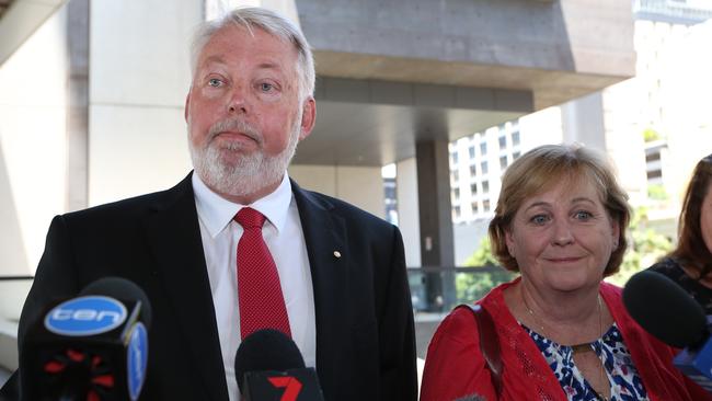 Bruce and Denise Morcombe outside court.