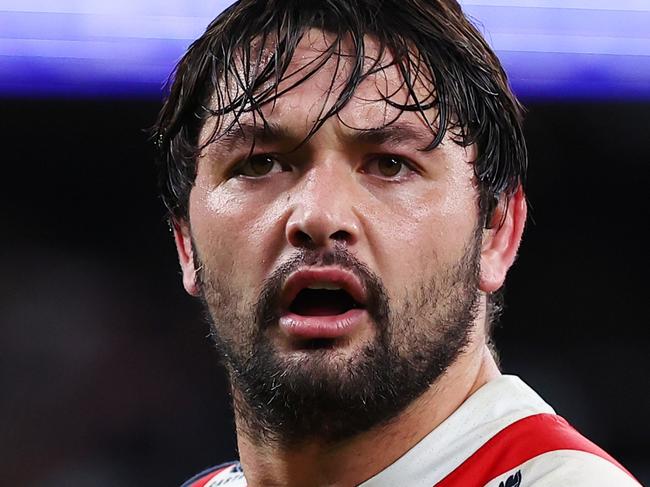 SYDNEY, AUSTRALIA - JUNE 02: Brandon Smith of the Roosters reacts during the round 13 NRL match between Sydney Roosters and North Queensland Cowboys at Allianz Stadium, on June 02, 2024, in Sydney, Australia. (Photo by Jeremy Ng/Getty Images)