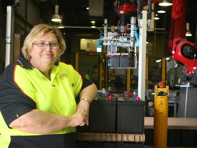 Jenny Franks at the CenturyYuasa factory. Picture: Jono Searle