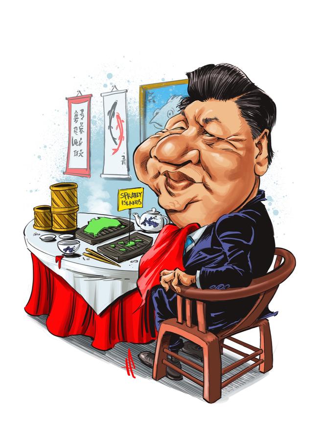 Chinese Premier Xi Jinping is dining out in the Pacific. Illustration: Terry Pontikos.