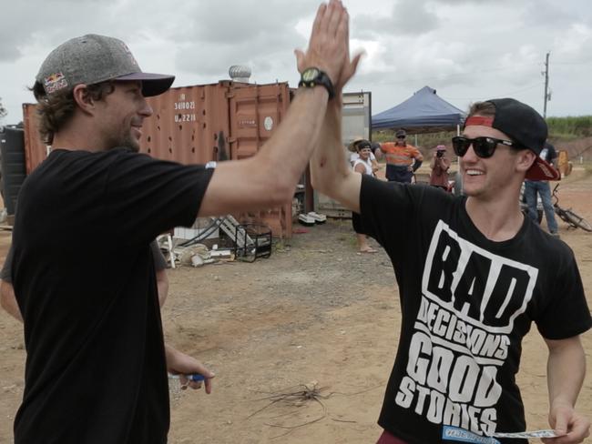 Travis Pastrana with Aussie stuntman Harry Bink.