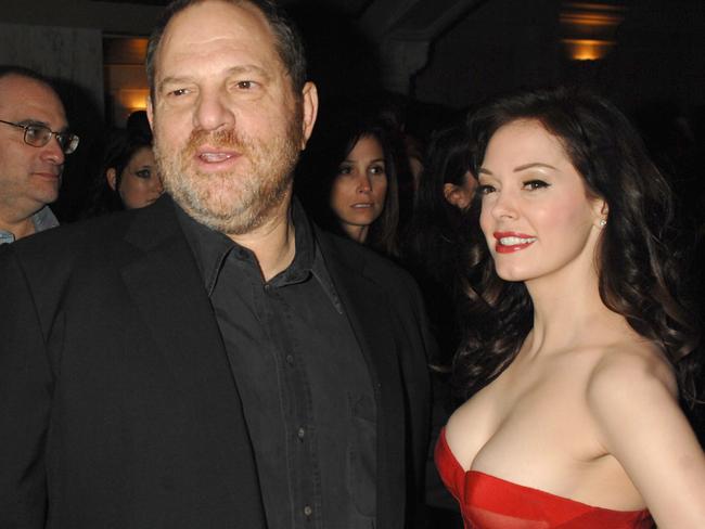 Weinstein with actress Rose McGowan, who would go on to accuse him of misconduct. Picture: Jeff Kravitz/FilmMagic for Variety Magazine