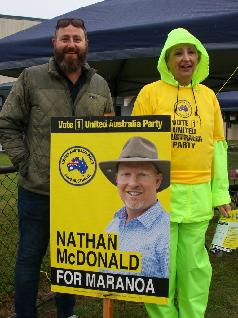 Paul Reeves and Gayle Rankin volunteering for the United Australia Party. Photo/Holly Cormack