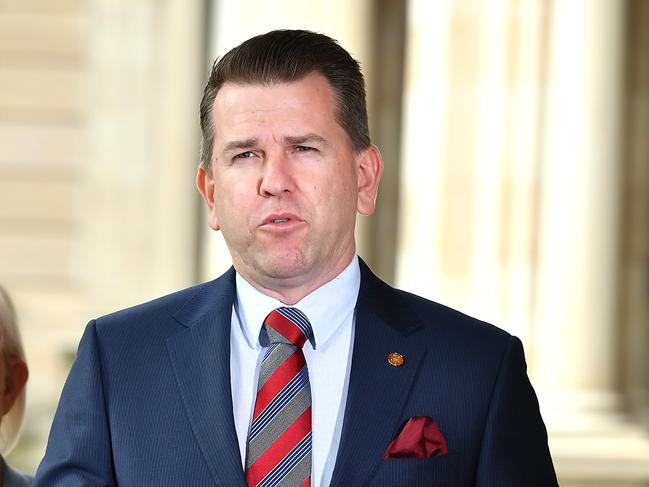 Deputy leader of the opposition in Qld Jarrod Bleijie at a press conference at Parliament House. Picture: NCA NewsWire / John Gass