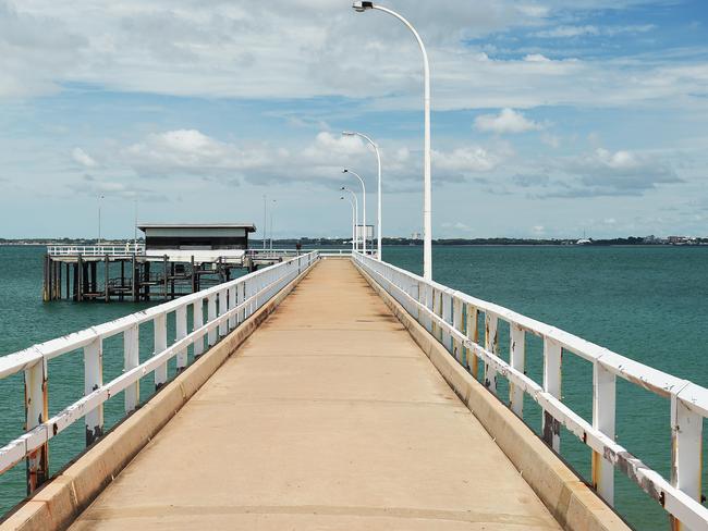 Mandorah Jetty, which was built in the 1960s and is a survivor of Cyclone Tracy, is due to undergo a major facelift. Picture: Aaron Burton