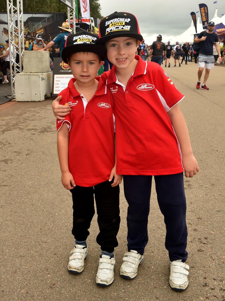 Watpac Townsville 400 Day One. Socials. Connor, 5, and Jaxon Blythe, 7, from Mackay. Picture: Evan Morgan