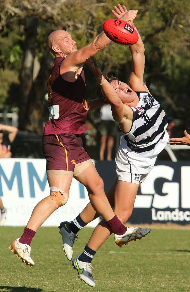 Palm Beach Player No. 6 Marcus White Broad Beach player No. 31 Fletcher Hooker Pic Mike Batterham