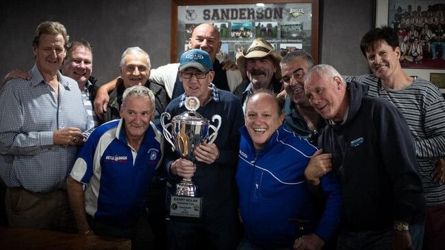 Barry Nolan with the cup named in his honour, contested by Craigieburn and Jacana.