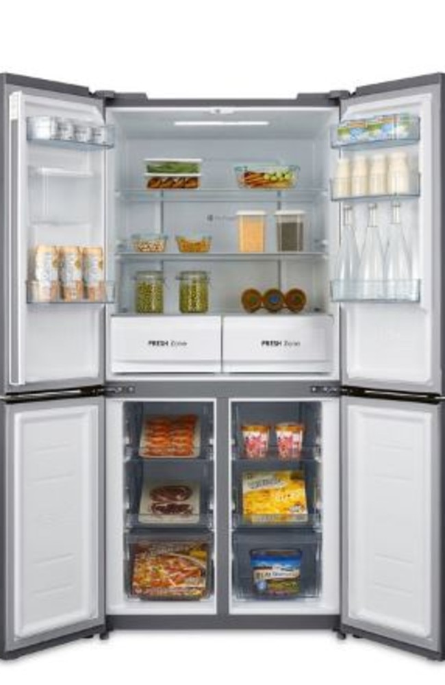 The fridge comes with a chilled water dispenser, two crisper drawers with separate humidity controls and super cooling functions. Picture: Supplied