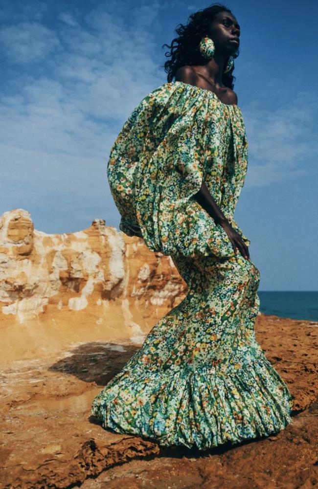 Cindy Rostron modelling for Alemais.