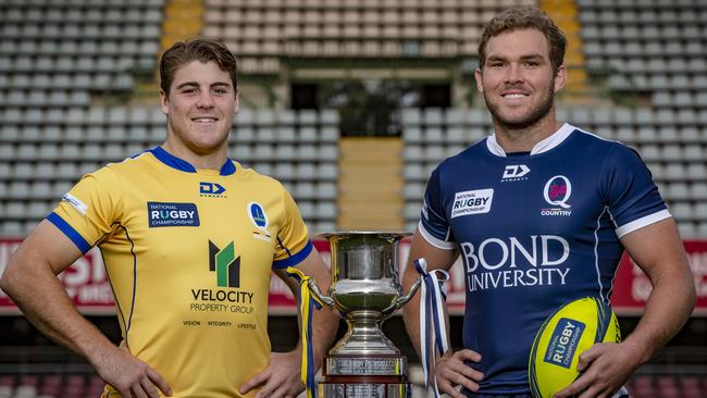 Brisbane City captain Fraser McReight (left) and Queensland Country captain Angus Scott-Young (right). The NRC may be held alongside a national club rugby knockout competition Picture: Brendan Hertel