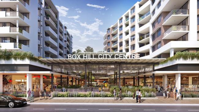 Artist impressions of the Box Hill City Centre residential and retail precinct by Toplace in Sydney's north west.