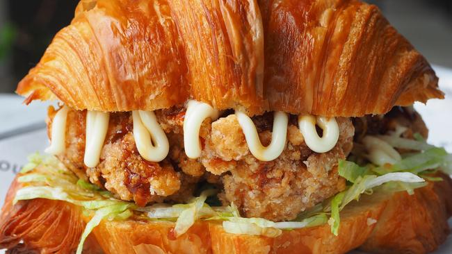 A Chicken Karaage Croissant Burger from Bam Bam Bakehouse