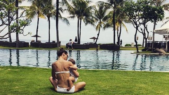 Bali high ... Jodi Anasta gives Aleeia a cuddle as she enjoys the Balinese sun. Picture: Instagram