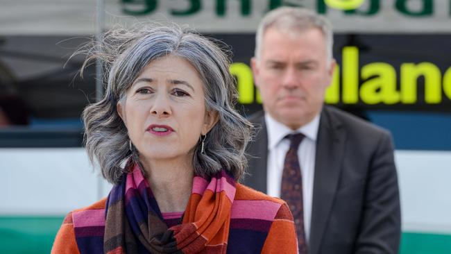 Chief Public Health Officer Professor Nicola Spurrier and SA Health Minister Stephen Wade at a coronavirus press conference. Picture: Brenton Edwards