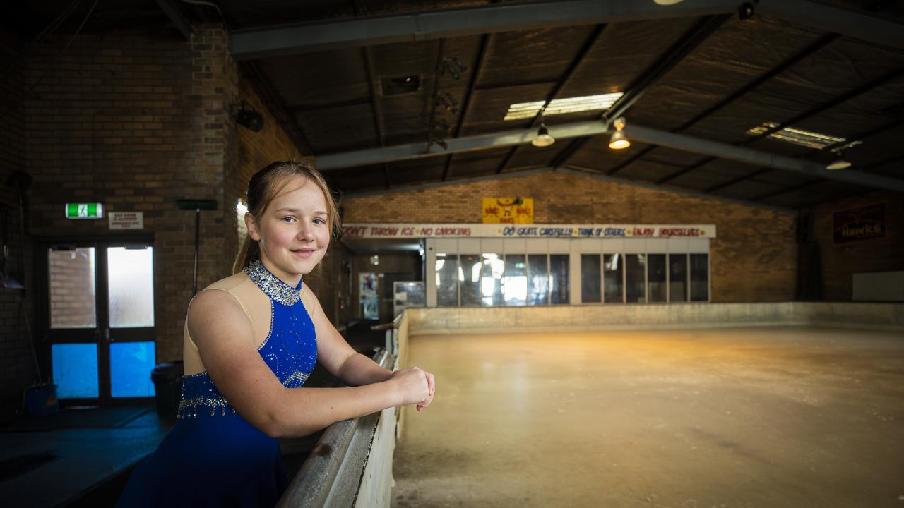 Olivia Rayner at the Glenorchy Ice Rink, who was worried about the rink closing. (2021 image) Picture: Richard Jupe