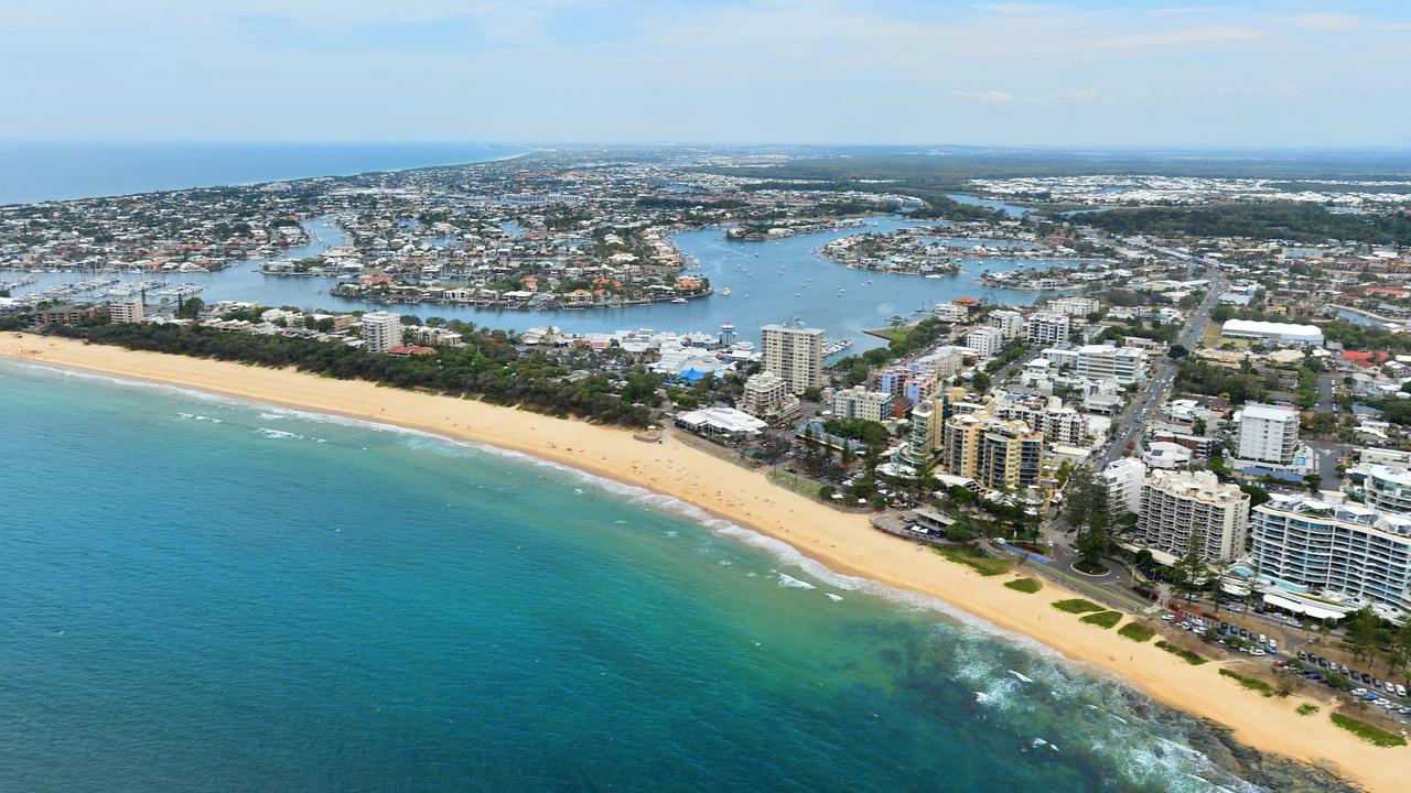 An aerial photo of Mooloolaba at the Sunshine Coast.