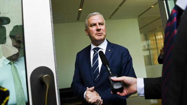 Former Nationals Leader Michael McCormack speaks after the Nationals leadership spill today. Picture: AAP