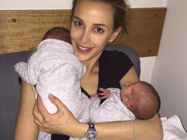 Rebecca Judd with her twin boys Tom and Darcy.