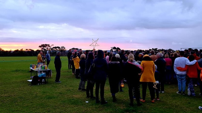 Family and friends at the Sunday sunset memorial gathering at Tania Park. Picture: Facebook/Roderic Fennell