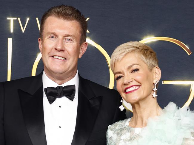 DAILY TELEGRAPH AUGUST 18, 2024. Peter Overton and Jessica Rowe on the Tv Week Logie Awards red carpet. Picture: Jonathan Ng