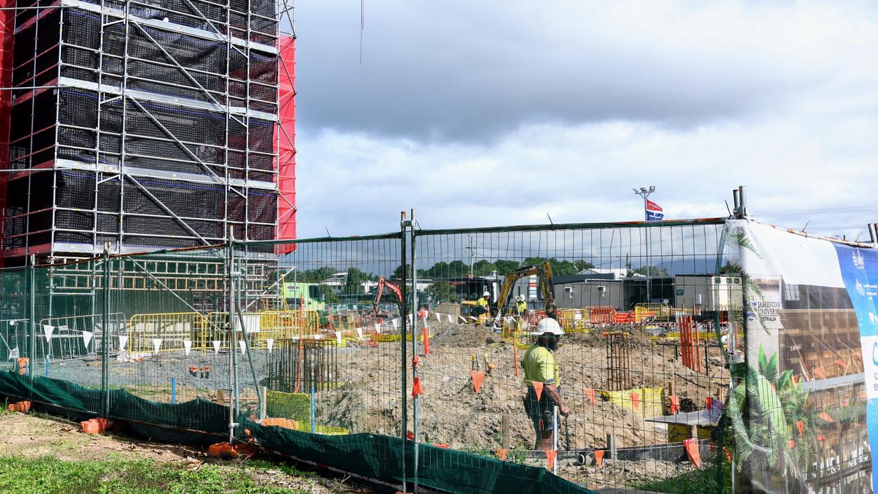 Construction work has begun on the $50 million James Cook University Cairns Tropical Enterprise Centre, adjacent to the Cairns Hospital precinct at the intersection of Sheridan Street and Charles Street, Cairns North. Picture: Brendan Radke