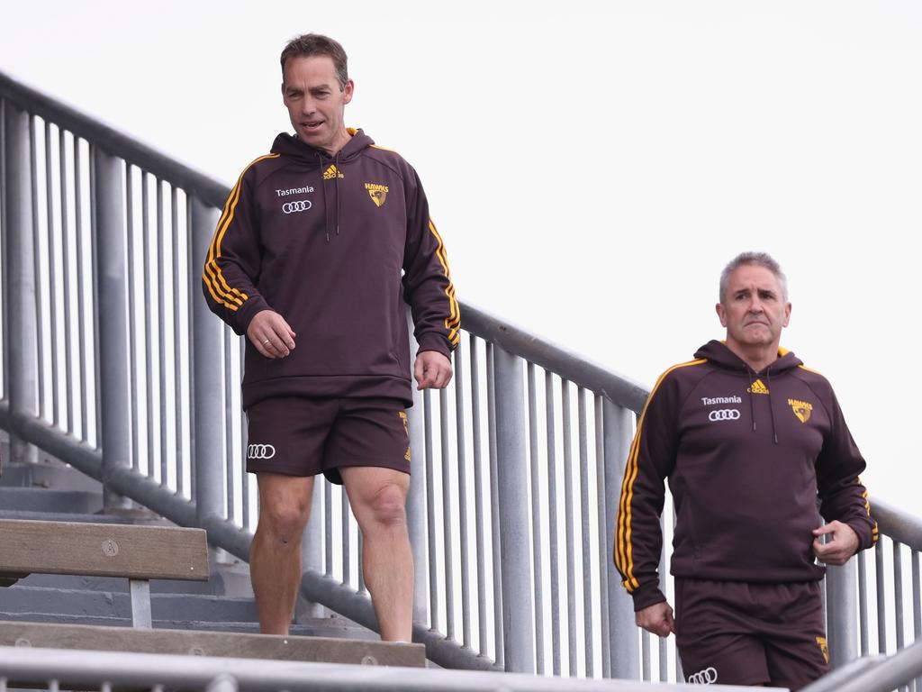 Alastair Clarkson and Chris Fagan. (Photo by Robert Cianflone/Getty Images)