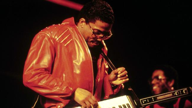  Herbie Hancock performing with a Moog Liberation keytar. Picture: Getty images 