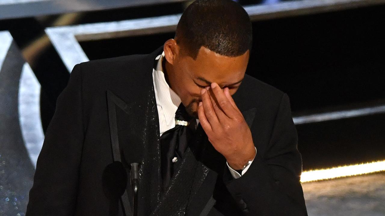 Will Smith during his emotional acceptance speech at the Oscars. (Photo by Robyn Beck / AFP)