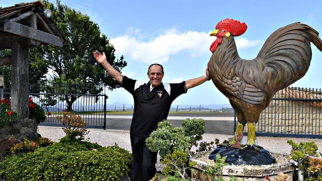 Thierry and Cindy Clerc are selling their French restaurant in Flaxton after 17 years of business in the area. Thierry is pictured at the front of the business with the famous rooster.