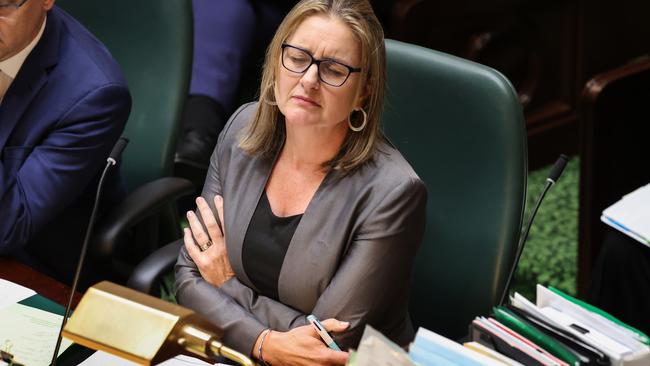 Premier of Victoria Jacinta Allan being  grilled about the Commonwealth Games cancellation.                    Picture: David Caird