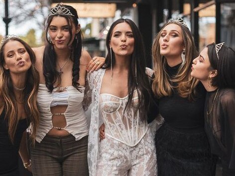 Olympia Valance celebrating with friends at her hen's party.