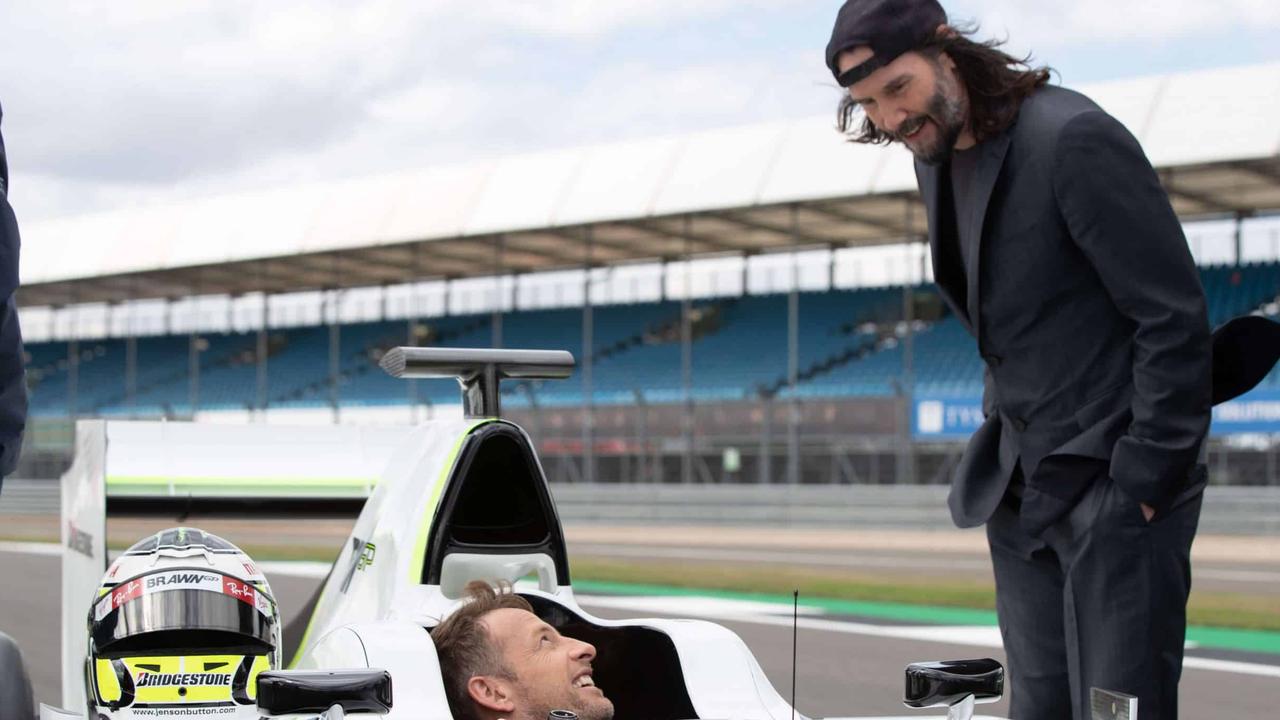Keanu Reeves and Jenson Button in Brawn GP documentary. Photo: Disney+