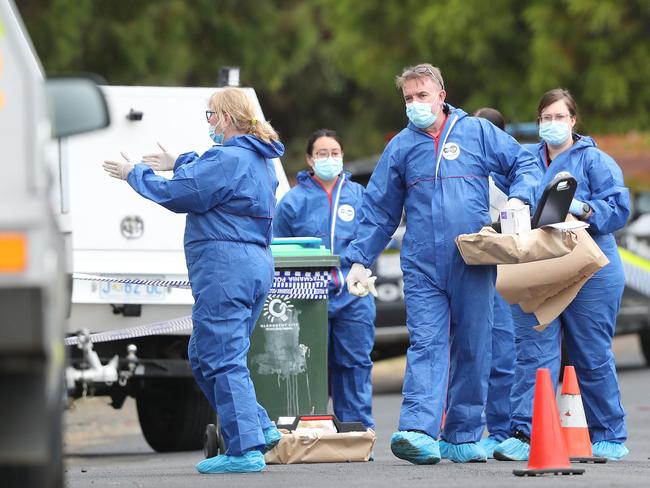 Tasmania Police door knocking neighbours.  Scene at Black Snake Road Granton where a person was killed overnight and another injured after reports of gunshots.  Tasmania Police in attendance.  Picture: Nikki Davis-Jones