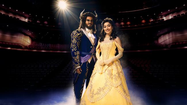 Shubshri Kandiah and Brendan Xavier in Disney's Beauty and The Beast the musical. Picture: Supplied by Disney